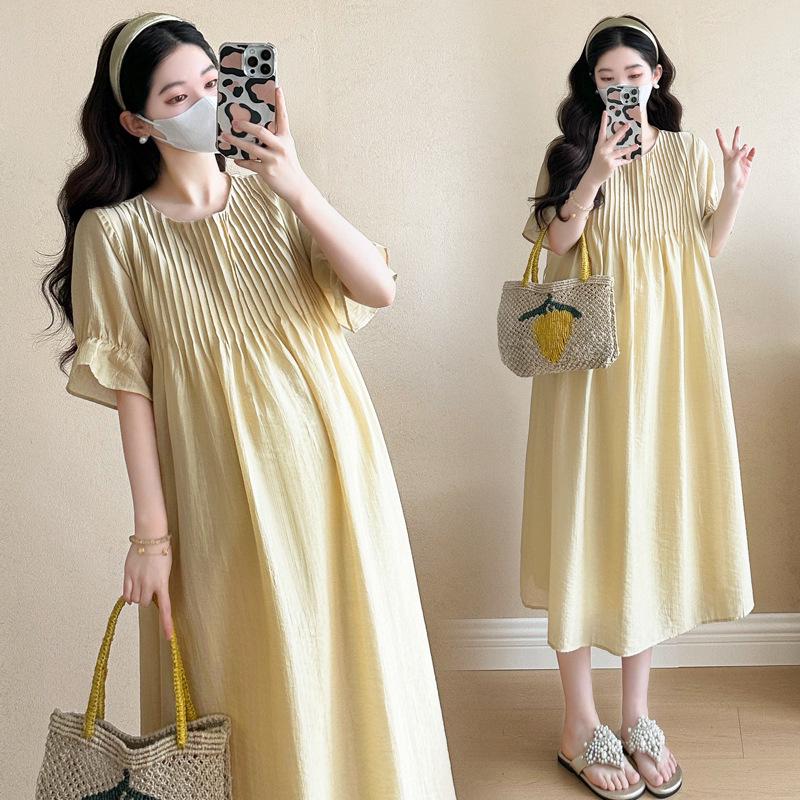 Summer Stylish Maternity Dress - Mid-length, Loose Fit, Trendy Mom Skirt