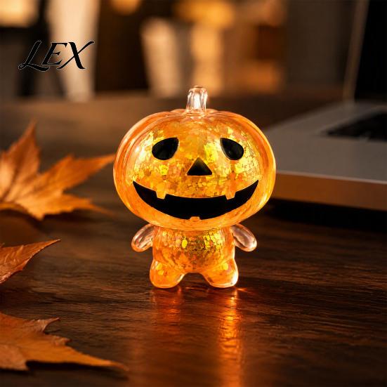Halloween Stress Relief Toys Glitter Pumpkin Ghost Squeeze Toy, Clear Man Spooky Fidget TOy Sensory Party Favors