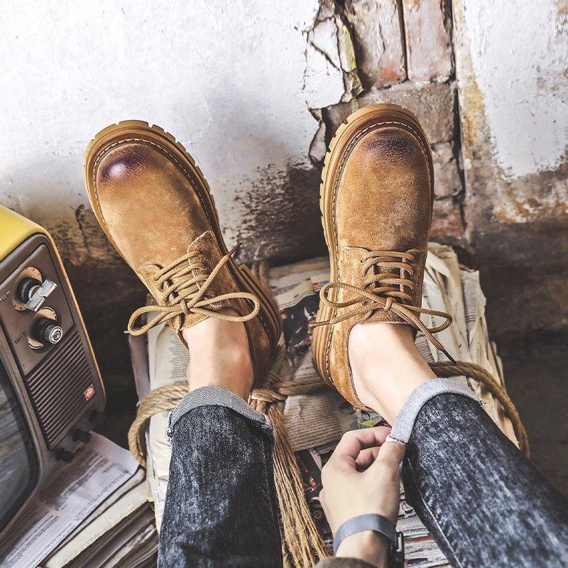 

Мужские ретро ботинки Мартин с низким верхом: Дышащая, Универсальная Рабочая Одежда с Защитой Труда и Дизайном Большого Пальца Ноги. 38 жёлтый