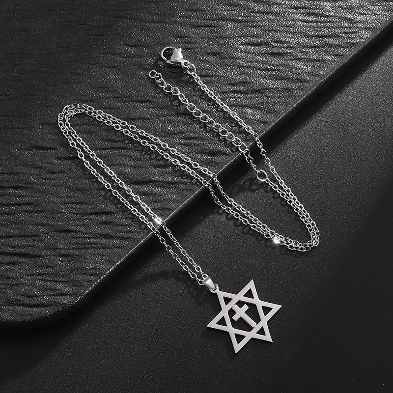 European and American Simple and Fashionable Six Point Star Series Mens Necklace Stainless Steel Electroplating and No Loss of Color Couples