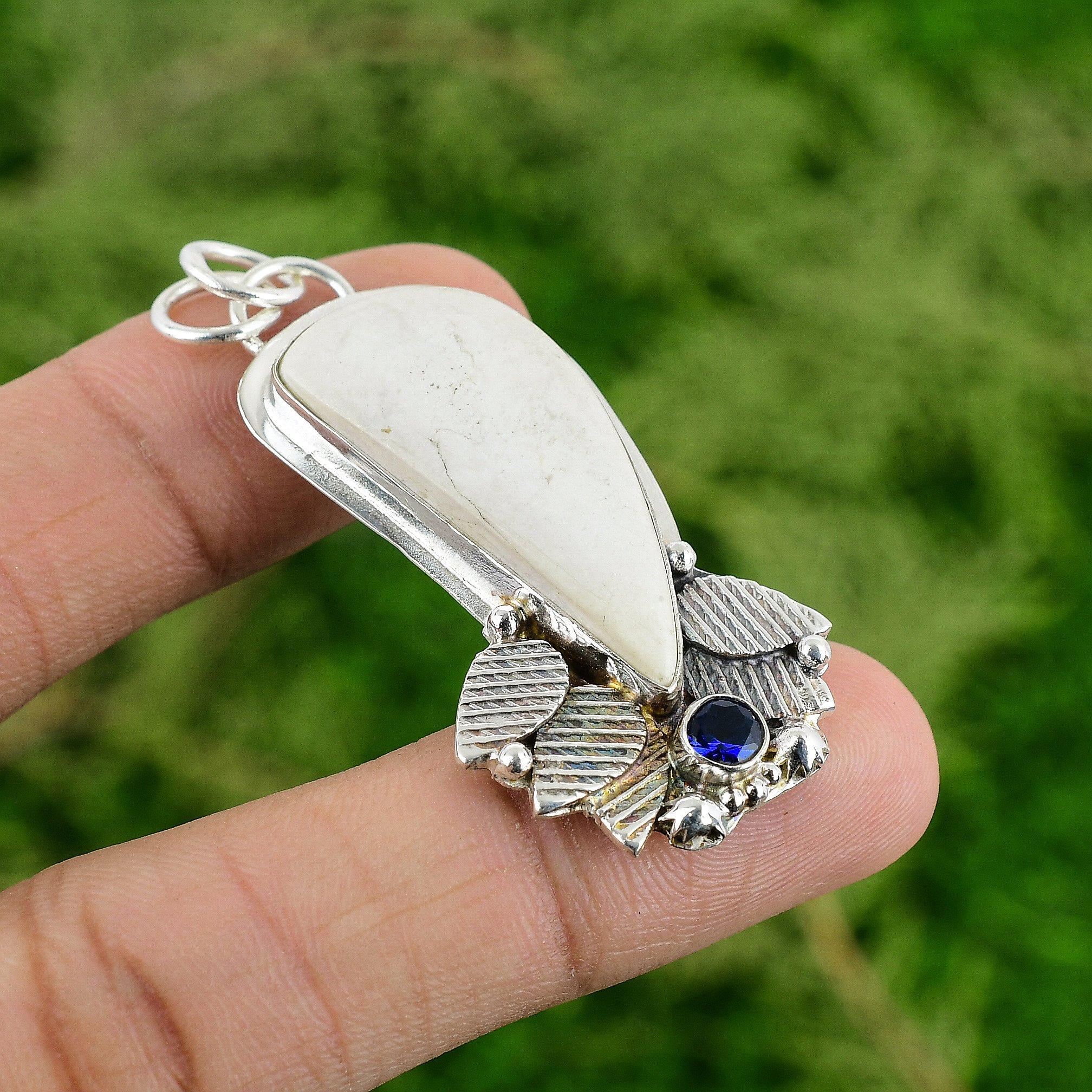 

Daughters Day Deal 925 Silver Natural Howlite Tanzanite Quartz Pendant Jewelry