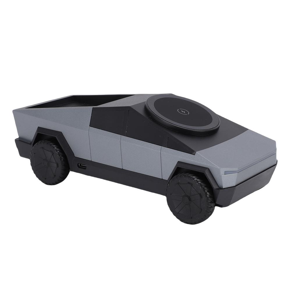 3 In 1 Wireless Charging Station Car Model 1:25 Scale Rotating Charger with Ambient Light for Phone Watch Earphone Gray