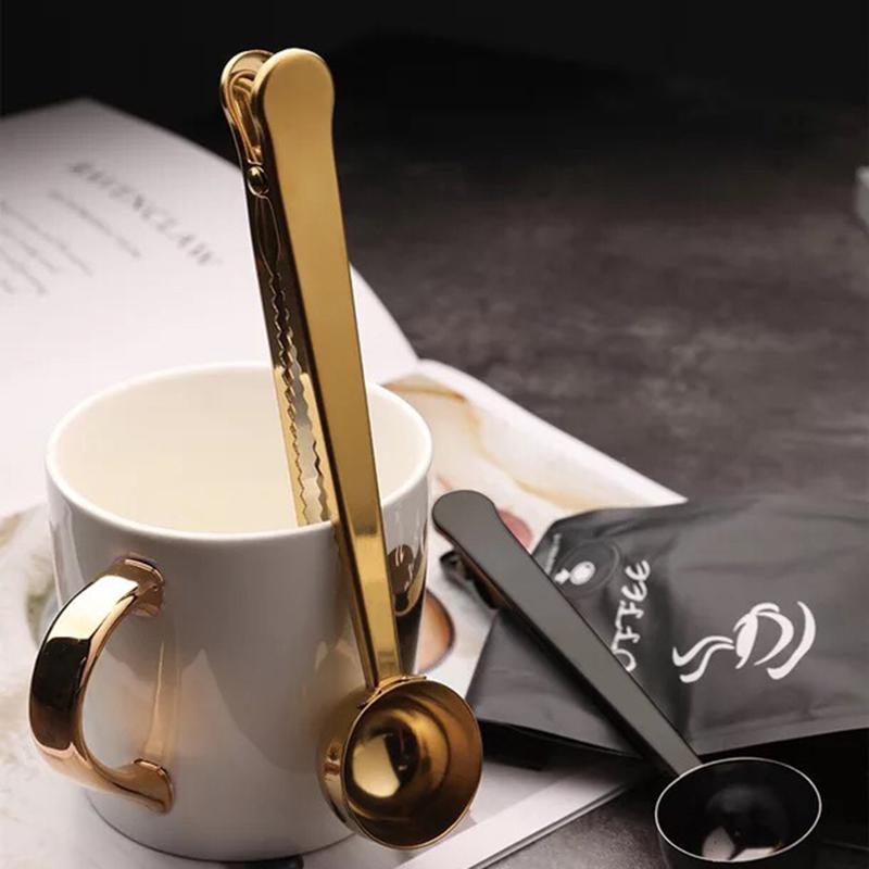Dwa w jednym Klips uszczelniający do kawy ze stali nierdzewnej Kuchnia Złote akcesoria Odbiorca Cafe Expresso Dekoracja Cucharilla