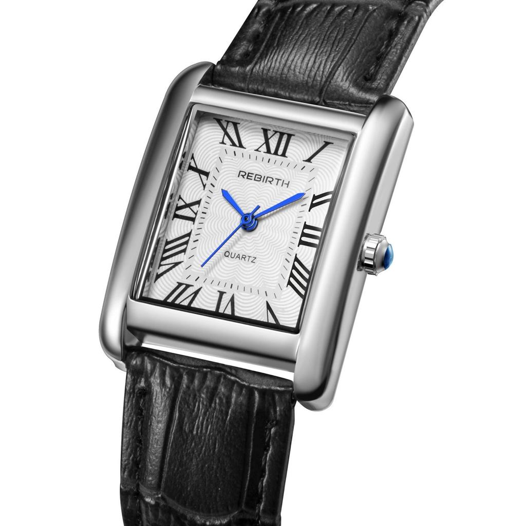 Rebirth Damen Quarzuhr Quadratisches Legierungsgehäuse Krokodil-Textur Römische Zifferblatt Minimalistisch Vintage Business-Kleid Armbanduhr