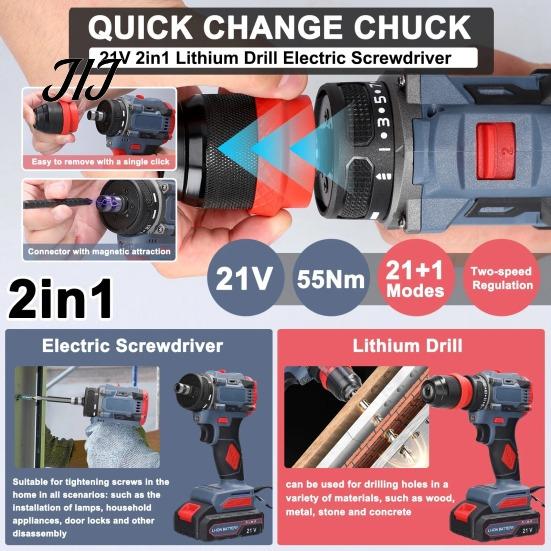Home Improvement Drilling Tool 16.8V Cordless Drill, Maximum Torque 45Nm, Electric Driver with Ergonomic Versatile for Wood Metal Plastic Grip,