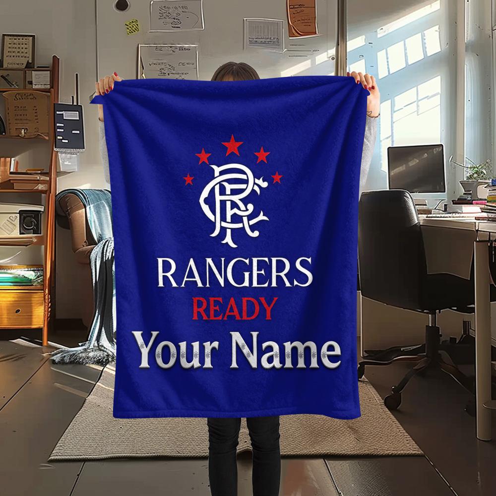 1PC Custom Name Rangers F.C Patterned Flannel Blanket Suitable For All Seasons for Home Decor Warmth and Comfort Gifts Holiday Present -HE182