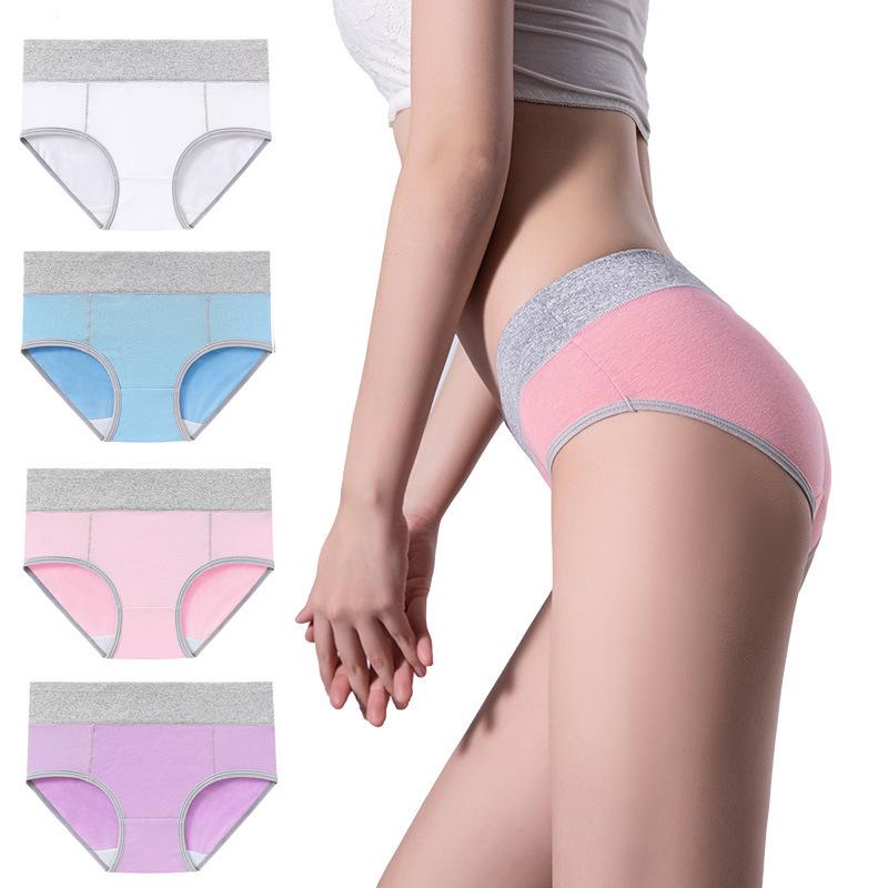 Plus Size 5XL High Waist Hip-Lifting Solid Color Cotton Briefs