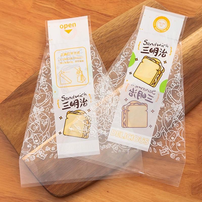 100Pcs Sandwich Plastic Packaging Transparent Triangle Bags For Bread Butty Bags Birthday Party Decoration Treat