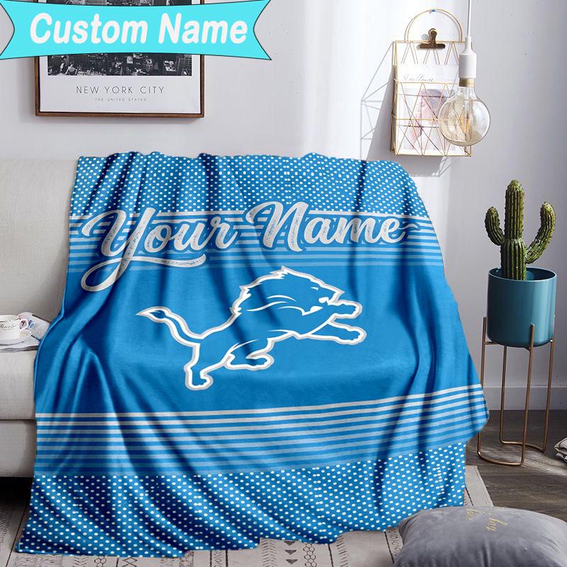 Custom Name Blanket Lions Team Blanket Bedding Blanket for Travel, Camping, Living Rooms, Offices, Sofas, Fan Christmas gift