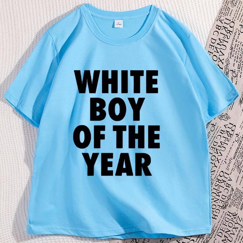 WHITE BOY OF THE YEAR T Shirt Casual Cotton Short Sleeve Oversized Tshirt Streetwear Classic Loose Tees High Quality Clothing