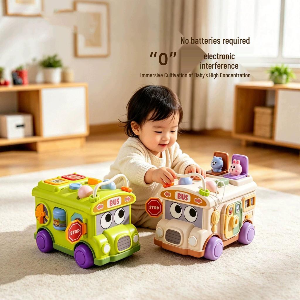Multifunctional Children's Educational Bus Toy Car - Six-Sided Brain-Developing Toddler Vehicle
