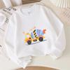 Kids Crewneck Sweatshirt, Vibrant Cement Mixer Truck Graphic Print,Spring Autumn Casual Sport Tops