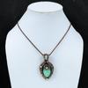 Green Carved Bone Face Gemstone Copper Wire Wrap Pendant Jewelry Gift For Her