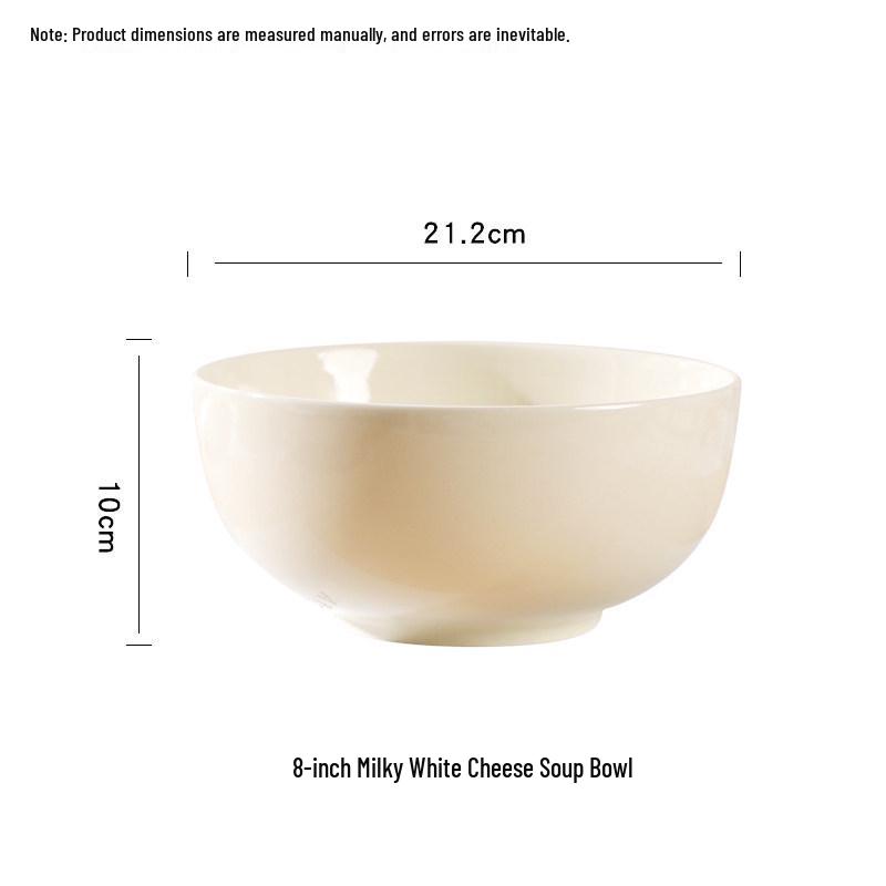 2024 Dream Big Large Capacity Cream Ceramic Soup & Salad Bowl