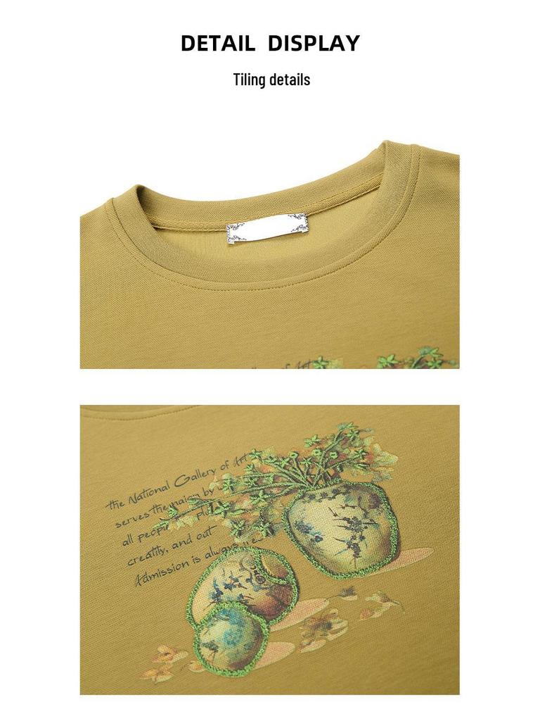 Plus Size Round Neck Printed Sweatshirt for Middle-Aged Women - Spring/Autumn Style, Loose Fit, Fashionable Mom Top