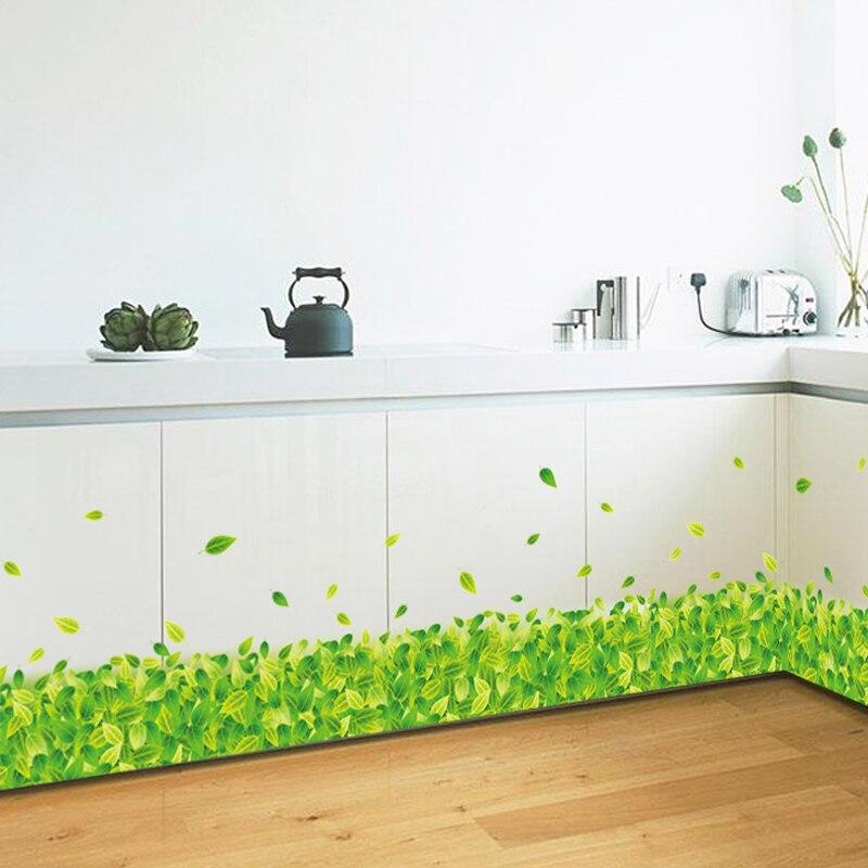 Green Grass Butterfly Foot Line Baseboard Corner Cover Wall Decal Stickers Home Decor