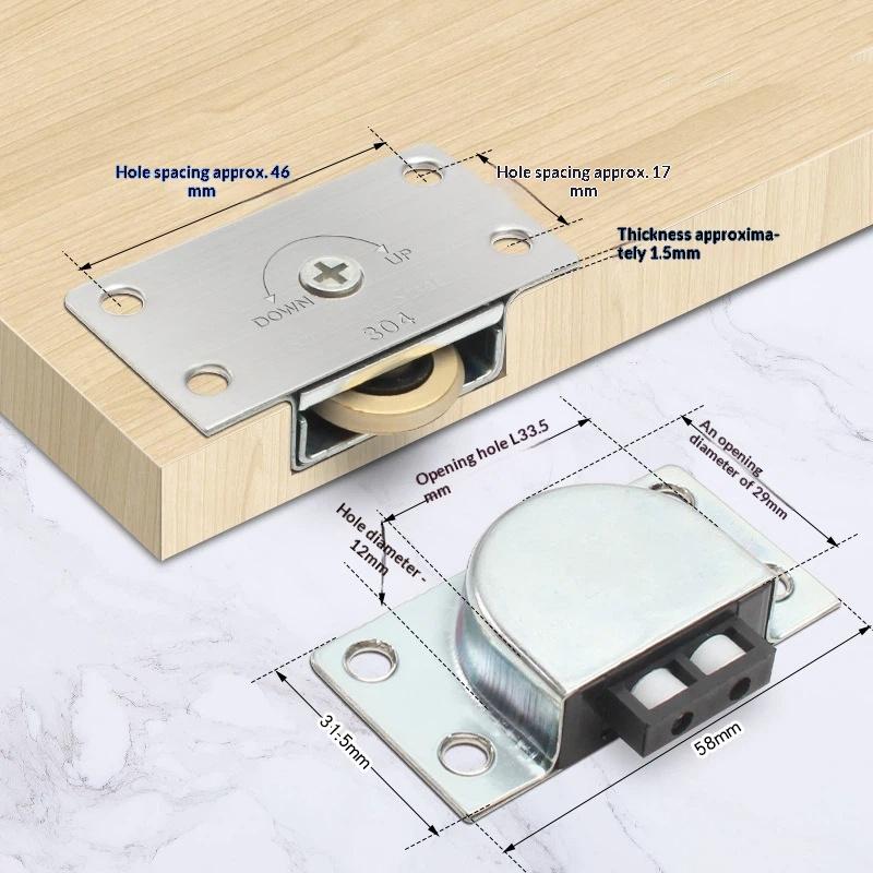 Sliding Door Wheels Pulley Rollers Stainless Steel Furniture Hardware Wardrobe Sliding Door Adjustable Wheels