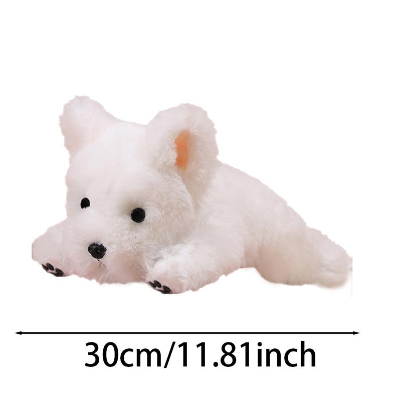 Peluche Kawaii Cucciolo West Highland White Terrier 30cm Morbido Soffice Prono a Sdraiarsi Cucciolo Alta Qualità Compagno Cane Bambola Regalo di Compleanno per Bambini