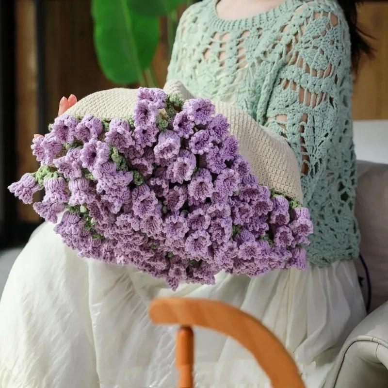 Handmade Pack Crocheted Blanket Acrylic Fiber Rose Bouquet Blanket Change Bouquet Creative Quilt Cover Diameter80/110/160cm