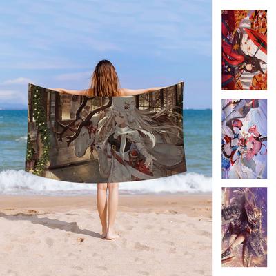 Azur Lane Beach Towel Cartoon Cute Summer Kids Large Bath Pool Beach Towel Microfiber Absorbent for Swimming Travel