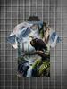 Men'S 3D Print Eagle Element Casual Athletic Top, Fabric, Regular Fit, Suitable for Outdoor Activities And Daily Comfort, Fashio