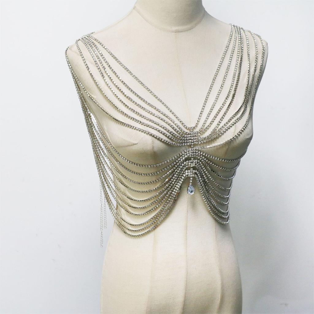 Sexy Rhinestone Breast Chain, Water Drop Pendant, Rhinestone Breast Chain, Sexy Nightclub Party European And American Jewelry.