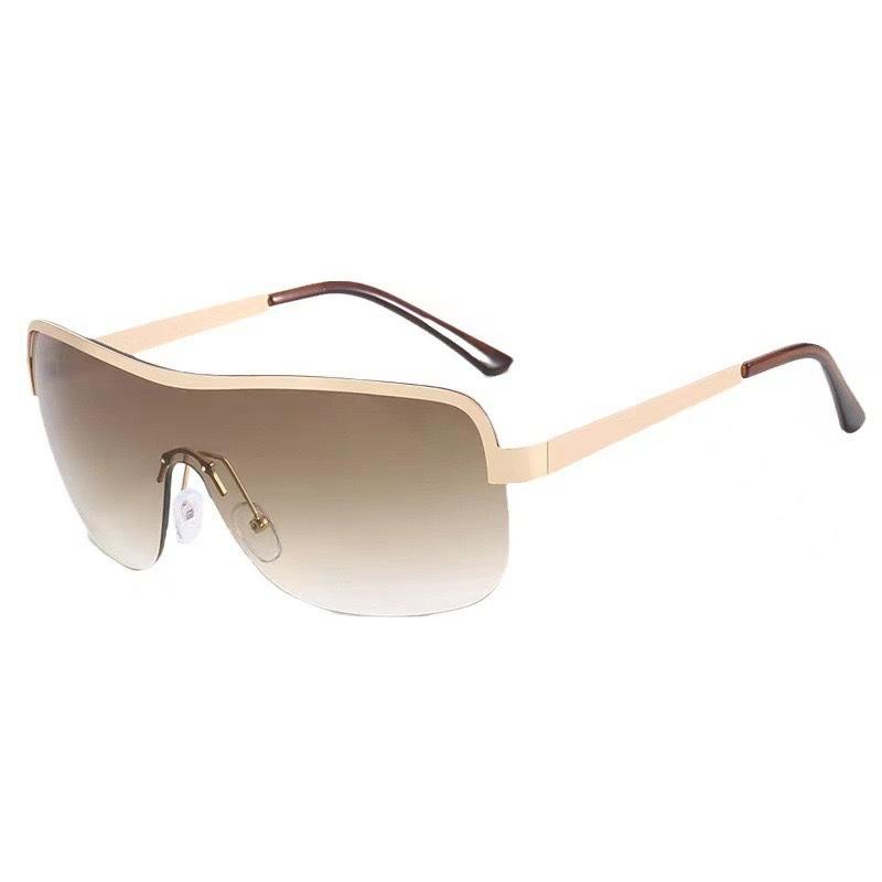 Spice girl riding windproof sports sunglasses one-piece sunglasses oversized frame premium sense metal goggles