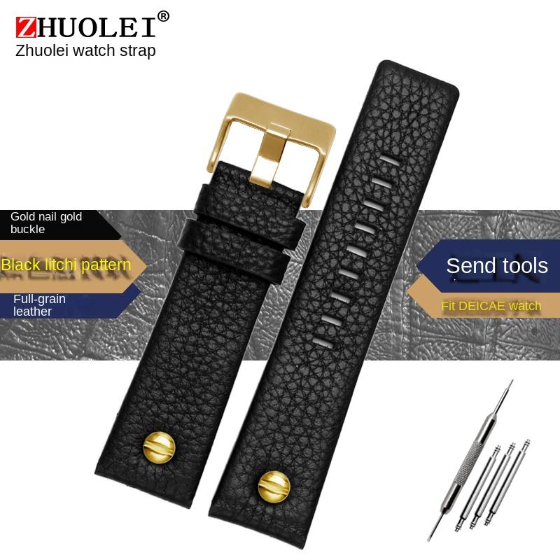 Pro Diesel DZ7257 DZ4323 DZ7348 DZ7313 DZ7312 DZ4318 originální kožený řemínek na hodinky pánský velký ciferník Retro nýtovaný hovězí řemínek na hodinky