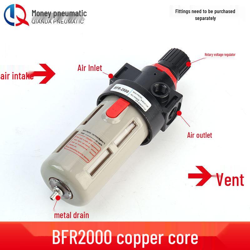 Airtac Air Source Processor Set: AFC2000 Oil-Water Separator, Air Filter, Pressure Regulator
