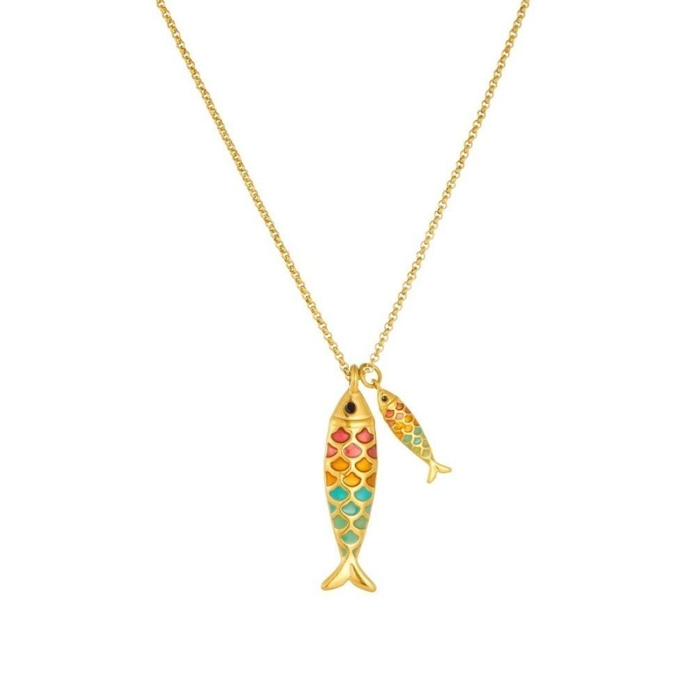 Stainless Steel Fish Pendant Necklace Gold Koi Neck Jewelry Creative Lucky Charm Necklace Gift золотой