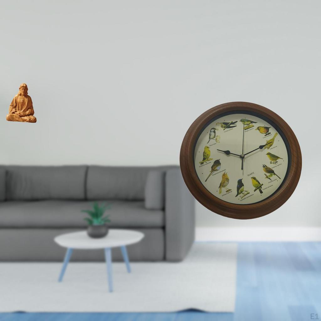 Sacred Heart Jesus Statue Collectible Figurine with Elegant Birdsong Wall Clock for Hallway Bedroom