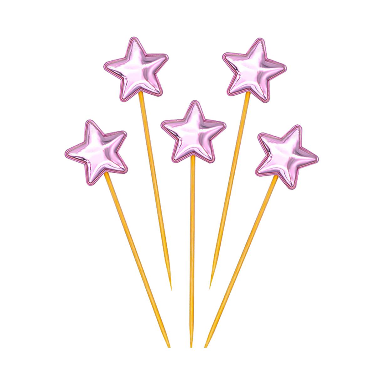 5шт торт Топпер Кекс Свадьба День Рождения Торт Топ Декор с деревянной палочкой pentagram
