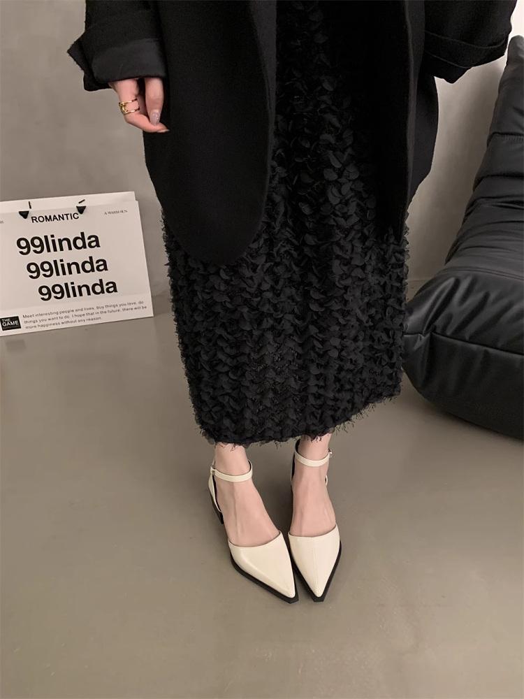 Fashion Summer Women's Shoes Sandals Ladies Mary Jane Black Heels Branded Pumps African Lolita Retro Block Beige Fashion Scandals High