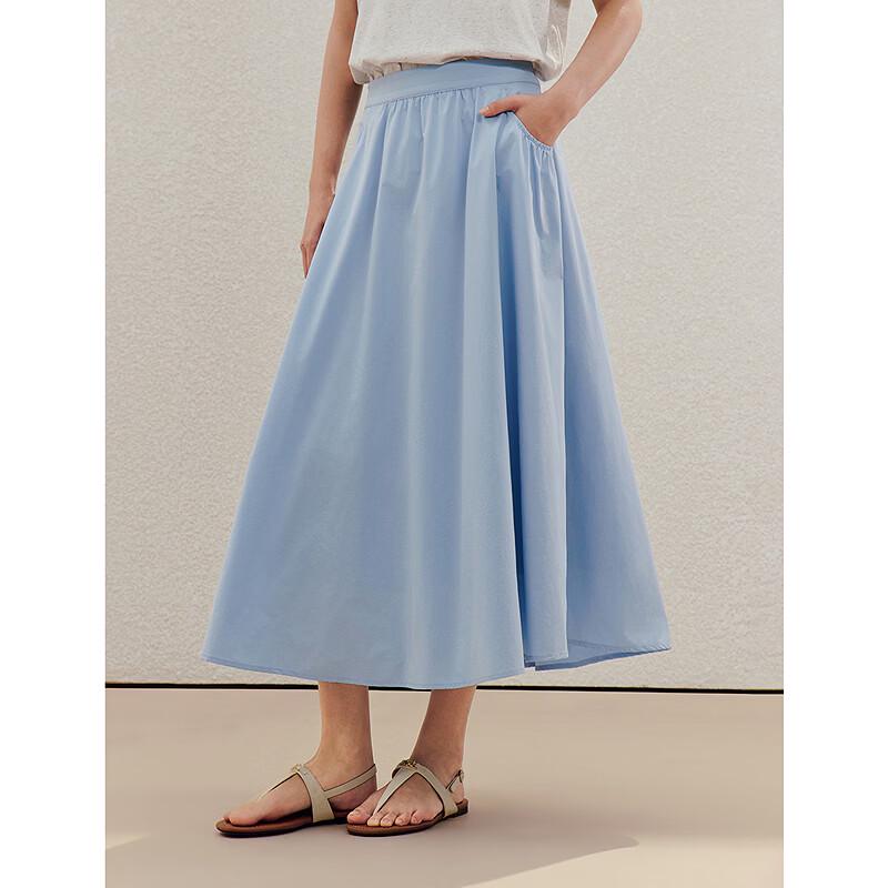 INMAN Women's Casual High-Waist A-Line Midi Skirt