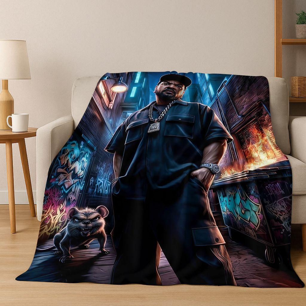 Manta de Franela con 26 Estilos de Artistas de Rap Dibujos Animados Tupac Snoop Dogg Hip Hop, Manta Acogedora Suave para Hogar Dormitorio Cama Cubierta de Sofá