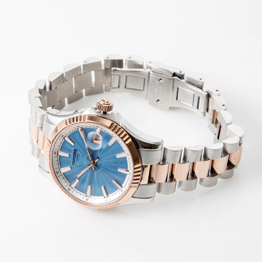 Lanjjeu Rose Combi Fluted Bezel Automatic Men'S Metal Watch Re375M