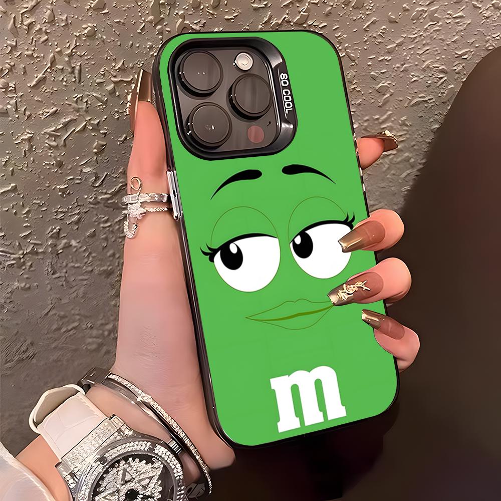 Custodia per Telefono al Cioccolato M&MS Per IPhone17 Air 16 15 14 Plus 13 12 11 Pro XS Max Bumper Case Argento Nero