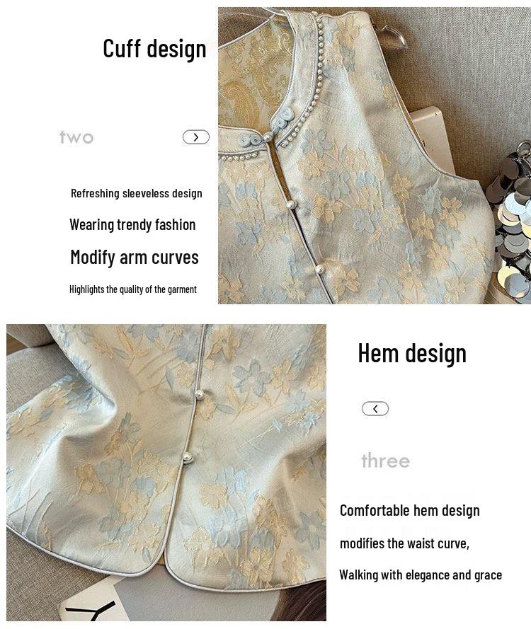 Spring Floral Vest for Women: Chinese Style, Plus Size, Mid-Aged Fashion