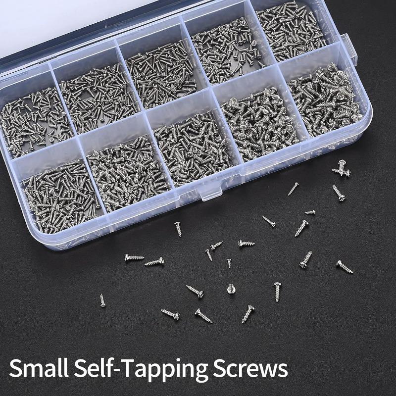 1200PCS Mini Screw Kit, M1M1.2M1.4M1.7 Miniature Cross Round Head Screw