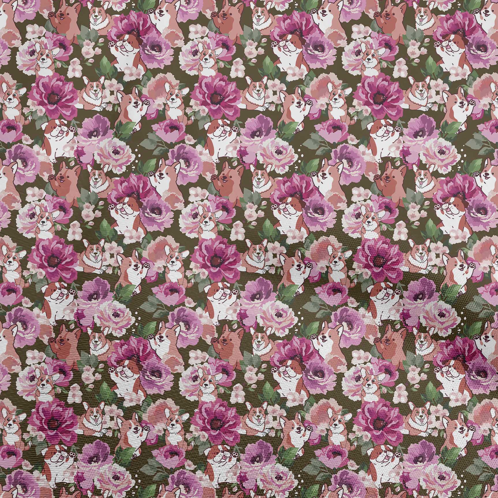 

oneOone Cotton Flex Black Fabric Floral & Puppies Dress Material Fabric Print Fabric By The Yard 40 Inch 42 Inch Wide - Viscose Chiffon рожевий