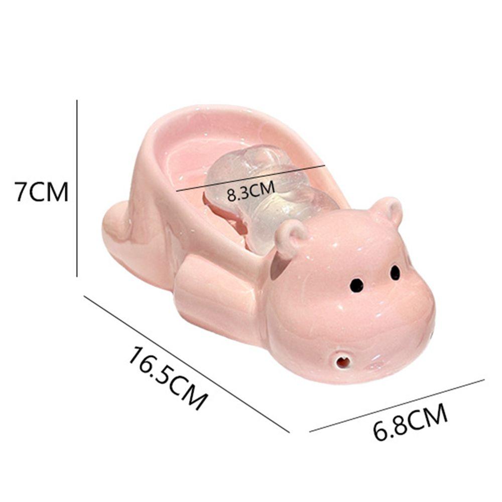 Langlebige Niedliche Nilpferd Seifenbox Kreative Seifenablage ohne Wasserablauf Cartoon Freies Stanzen Keramik Seifenschale Toilette