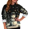 Women's Fashion Casual Long Sleeve Christmas Printed Round Neck Plus Velvet Thickened Sweatshirt