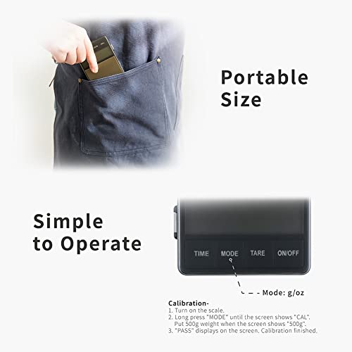 Watchget Pocket Digital Scale, Compact Coffee Scale, Portable Scale, 0.1g-1000g Precision, 0.1g Increments, with Lid, Portable for Outdoors and Campin