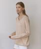 OURHOPE Linen V-Neck Sheer Knit - Beige