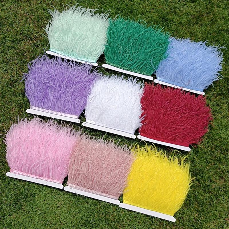 

1Meter/Lot 10-15Cm Ostrich Feather Fringe Trim For Crafts Plumas Ribbon For Needlework And Handicrafts Feather Dress Accessories