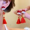 Cartoon Horse New Year Horse Earrings Flocking Horse Mascot Drop Earrings Red Pony Earrings Party