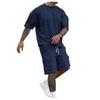 Men's Oversized 2-Piece Tracksuit Solid Color Cargo Shorts & T-Shirt Set