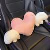 Comfortable Soft Pink Plush Car Headrest Lumbar Support Cartoon Bowknot Car Waist Neck Pillow Car Interior Decoration For Winter
