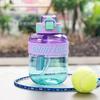 Water Bottle Transparent Gradual Change Sports Water Cup High Value with Rope Portable Outdoor Plastic Water Cup High Temperature Resistant Straw Cup