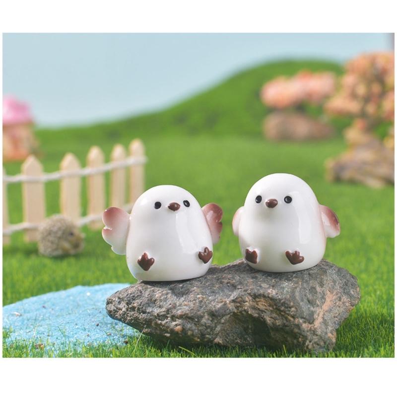 6Pcs Cute Handcrafted Tit Bird Figurine Resin Miniature Animal Ornaments For Desktop Shelf Decoration In Homes Or Office